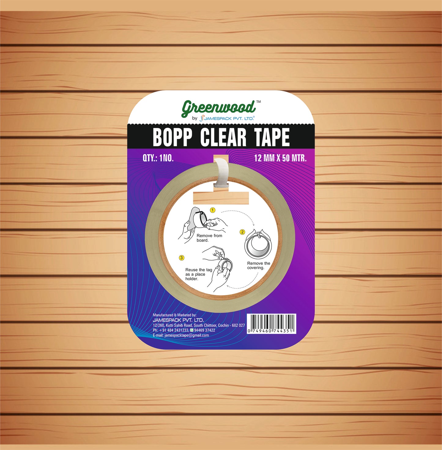 12MM X 50 Mtr BOPP Clear Tape